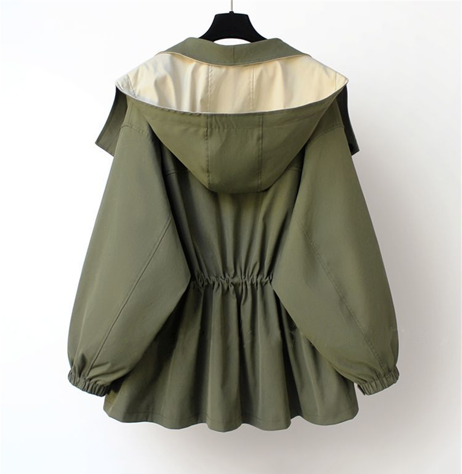 Oversized Trenchcoat met Capuchon voor Vrouwen in Stijlvolle Look-Jackets-Calora-Wit-S-Calora