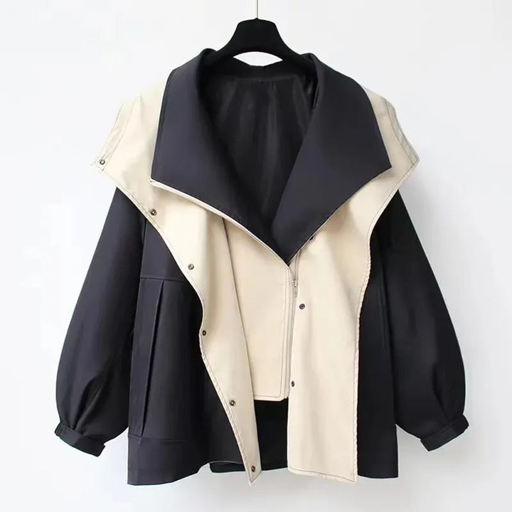 Oversized Trenchcoat met Capuchon voor Vrouwen in Stijlvolle Look-Jackets-Calora-Zwart-S-Calora