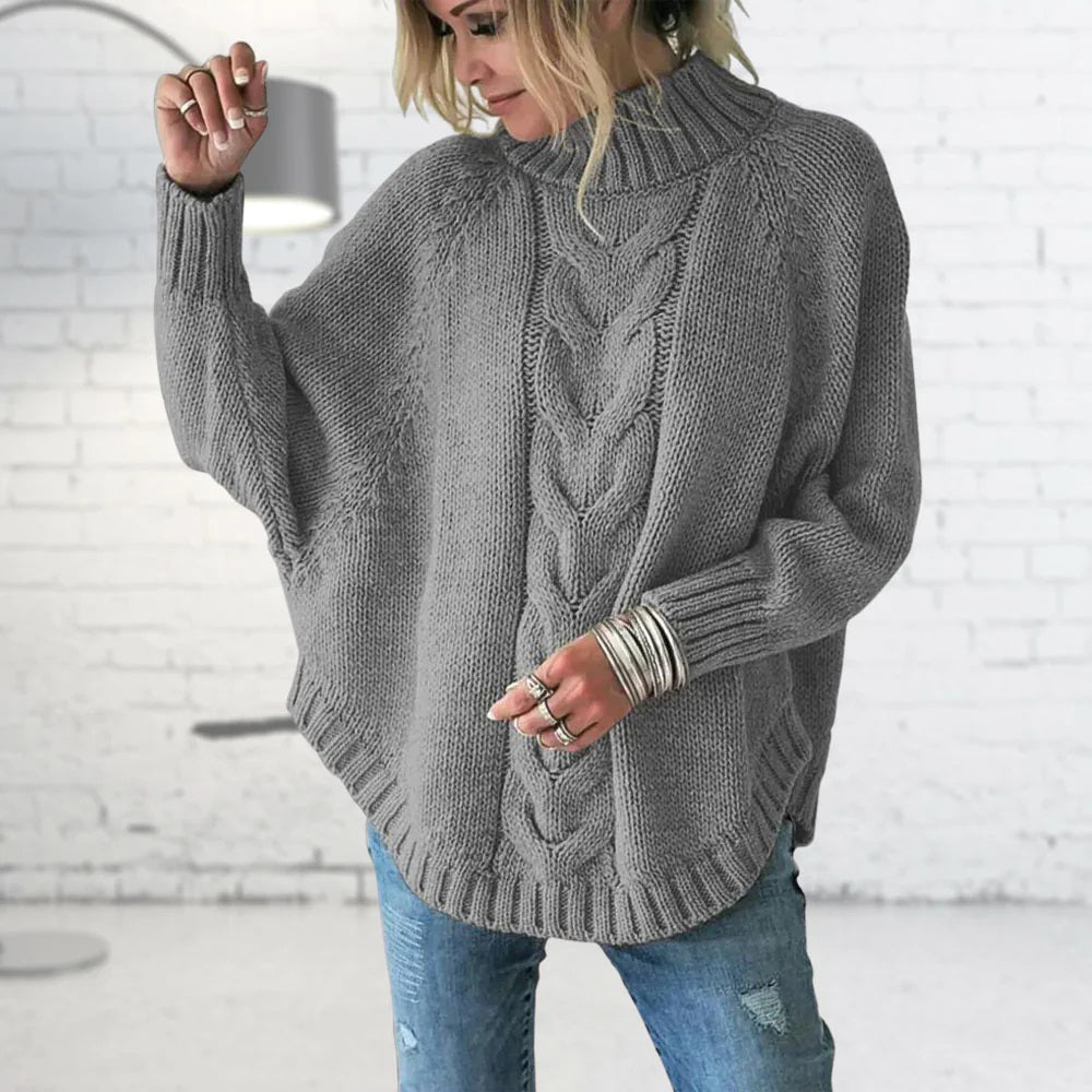 Oversized vleermuismouwen Sweater gebreide trui-Blazers & Vesten-Calora-Grijs-S-Calora