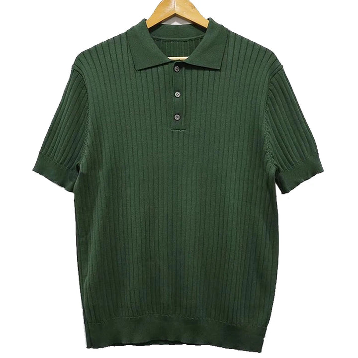 Paolo | Luxe Retro Gebreide Polo - Korte Mouw-Polo's-Calora-Bruin-M-Calora
