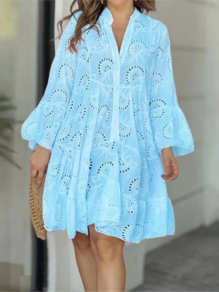 Pauline | Elegante Mini Ibiza Jurk-Zomer Jurken-Calora-Licht Blauw-XS-Calora
