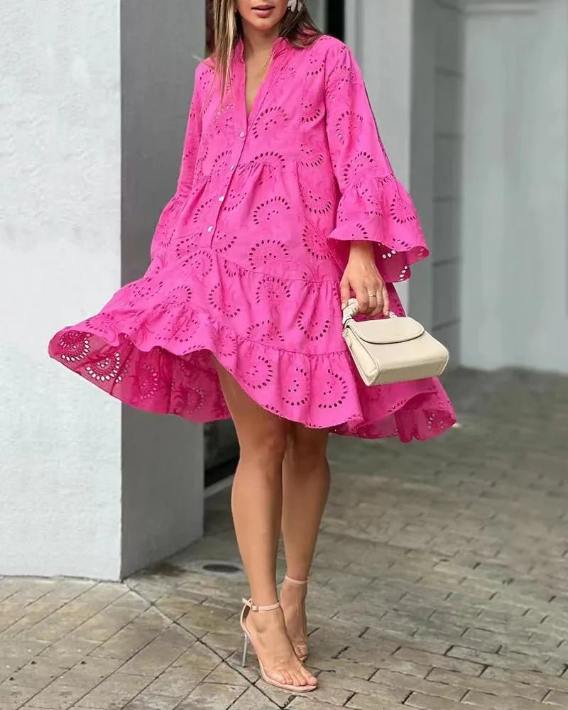 Pauline | Elegante Mini Ibiza Jurk-Zomer Jurken-Calora-Wit-XS-Calora