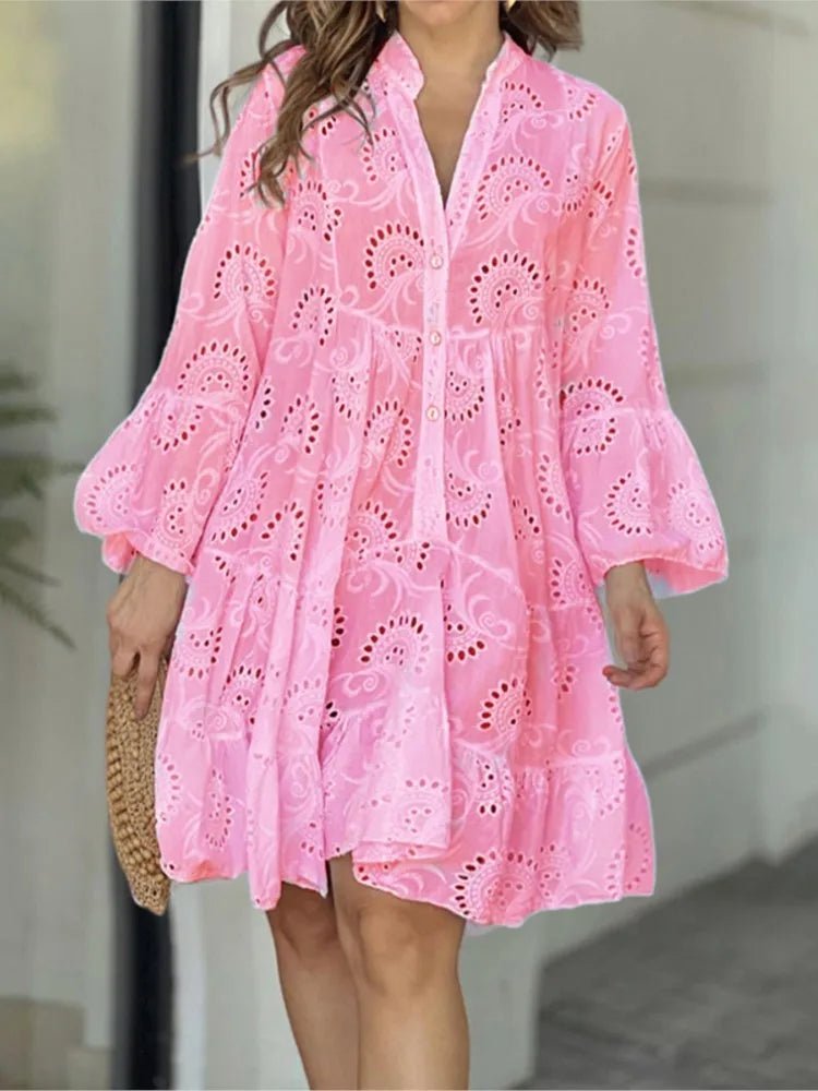 Pauline | Elegante Mini Ibiza Jurk-Zomer Jurken-Calora-Wit-XS-Calora