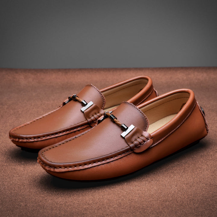 Piero | Stijlvolle Loafers met Metalen Gesp-Loafers-Calora-Bruin-38-Calora