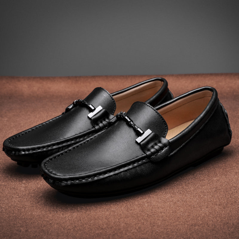 Piero | Stijlvolle Loafers met Metalen Gesp-Loafers-Calora-Zwart-38-Calora