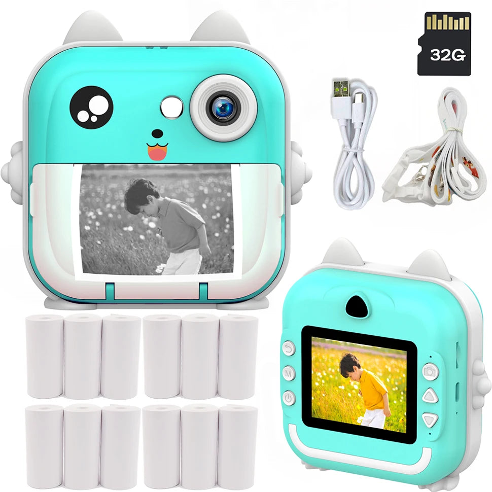 PixiPlay | Instant Print Fotocamera voor Kinderen met 32GB Kaart-Elektronica/Gadgets-Calora-Blauw-Calora