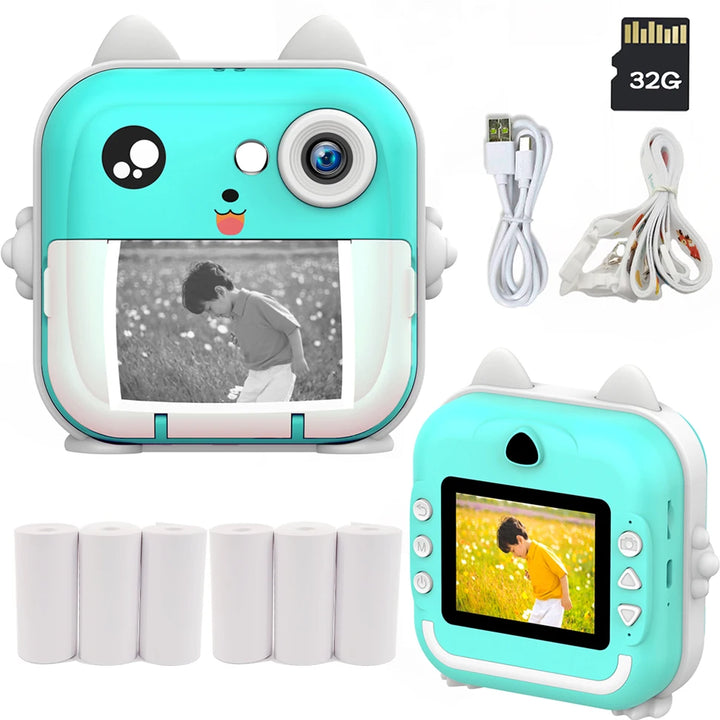 PixiPlay | Instant Print Fotocamera voor Kinderen met 32GB Kaart-Elektronica/Gadgets-Calora-Blauw-Calora