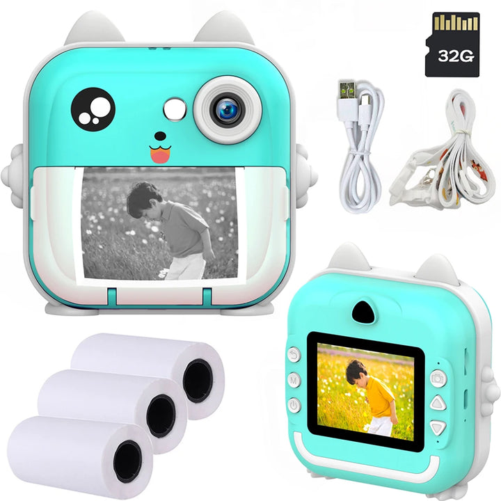 PixiPlay | Instant Print Fotocamera voor Kinderen met 32GB Kaart-Elektronica/Gadgets-Calora-Blauw-Calora