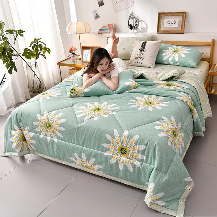 CALORA_ Plaid Koel Deken | Washed Katoen Lichtgewicht Comforter