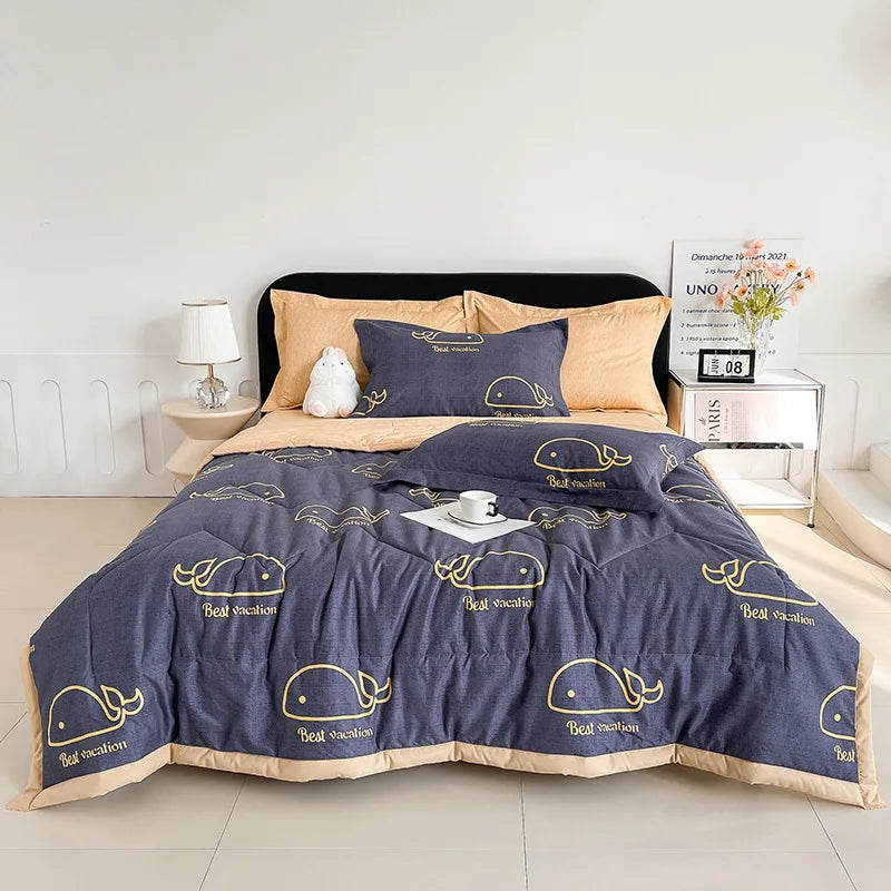 CALORA_ Plaid Koel Deken | Washed Katoen Lichtgewicht Comforter