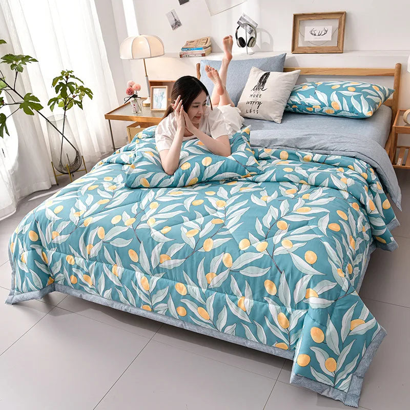 CALORA_ Plaid Koel Deken | Washed Katoen Lichtgewicht Comforter