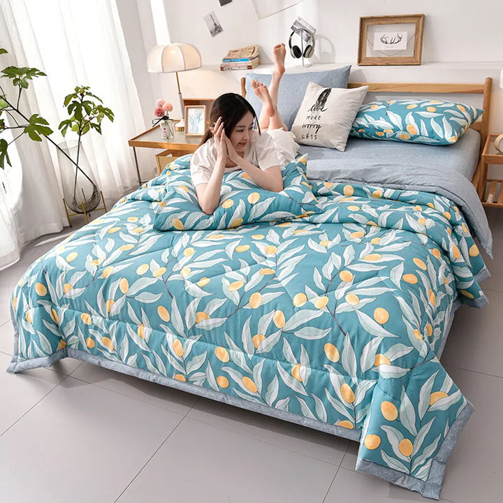 CALORA_ Plaid Koel Deken | Washed Katoen Lichtgewicht Comforter
