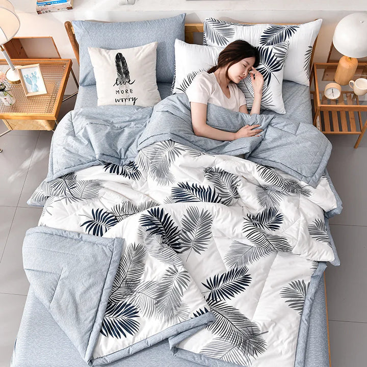 CALORA_ Plaid Koel Deken | Washed Katoen Lichtgewicht Comforter