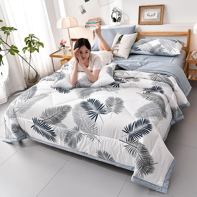 CALORA_ Plaid Koel Deken | Washed Katoen Lichtgewicht Comforter