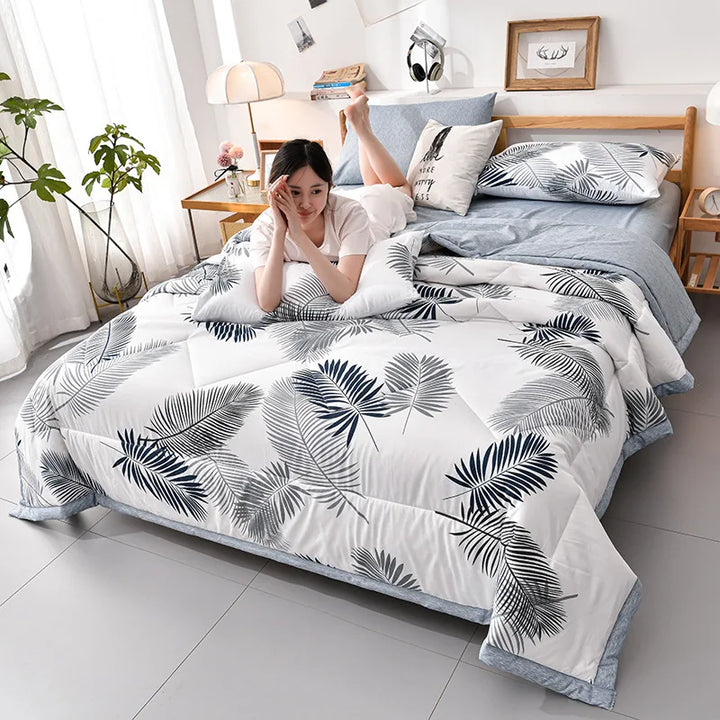 CALORA_ Plaid Koel Deken | Washed Katoen Lichtgewicht Comforter