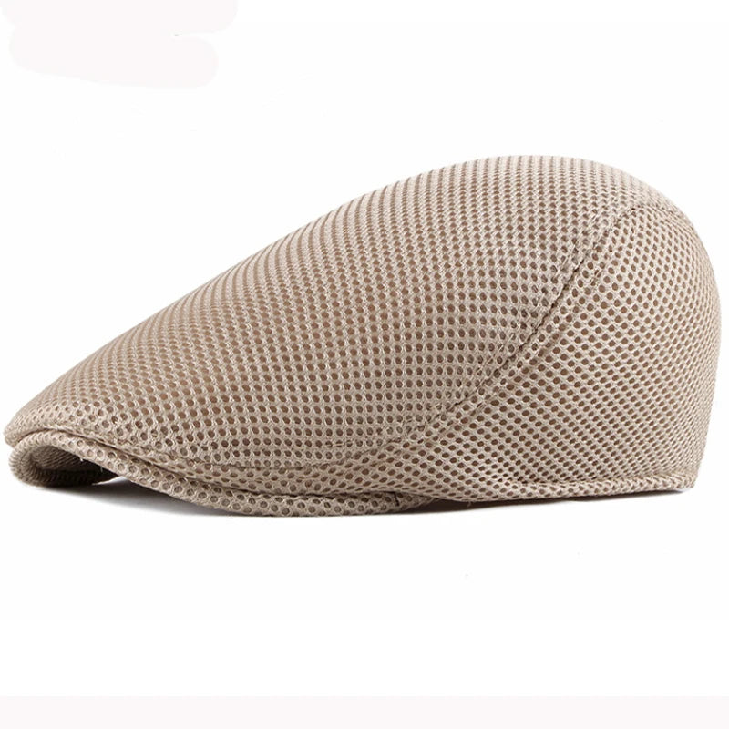 Platte Hoed Chauffeur Beret Pet van mesh-Petten-Calora-Beige-56-61cm-Calora