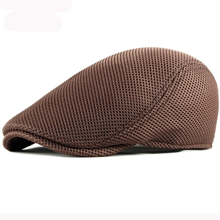 Platte Hoed Chauffeur Beret Pet van mesh-Petten-Calora-Bruin-56-61cm-Calora