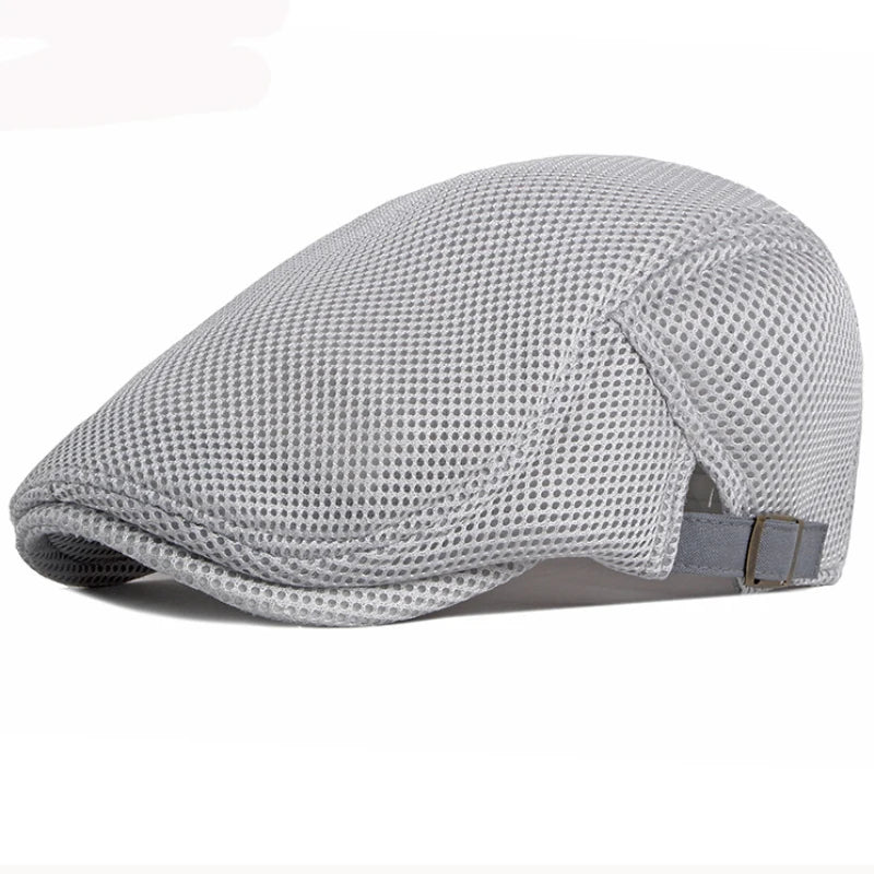 Platte Hoed Chauffeur Beret Pet van mesh-Petten-Calora-Zilver-56-61cm-Calora