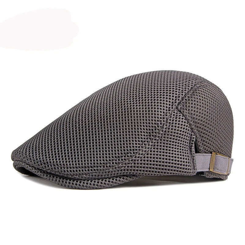 Platte Hoed Chauffeur Beret Pet van mesh-Petten-Calora-Zwart-56-61cm-Calora