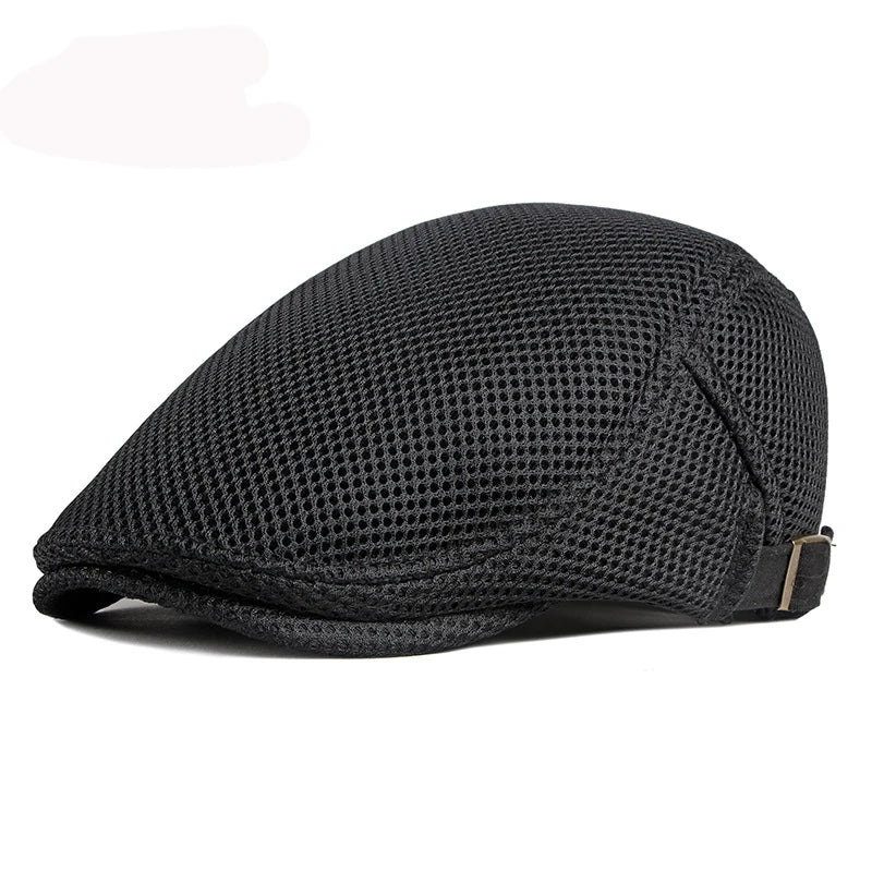 Platte Hoed Chauffeur Beret Pet van mesh-Petten-Calora-Zwart-56-61cm-Calora