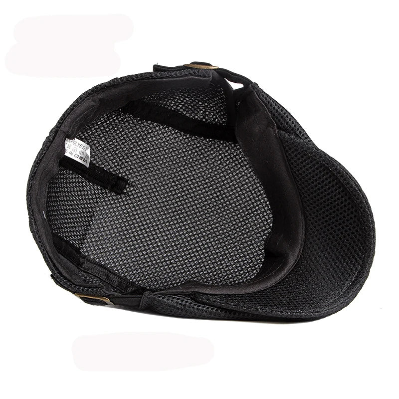 Platte Hoed Chauffeur Beret Pet van mesh-Petten-Calora-Zwart-56-61cm-Calora