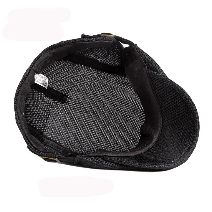 Platte Hoed Chauffeur Beret Pet van mesh-Petten-Calora-Zwart-56-61cm-Calora