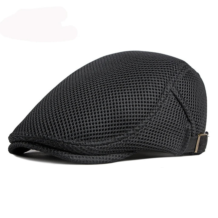 Platte Hoed Chauffeur Beret Pet van mesh-Petten-Calora-Zwart-56-61cm-Calora
