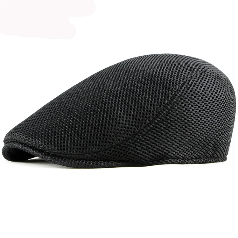 Platte Hoed Chauffeur Beret Pet van mesh-Petten-Calora-Zwart-56-61cm-Calora