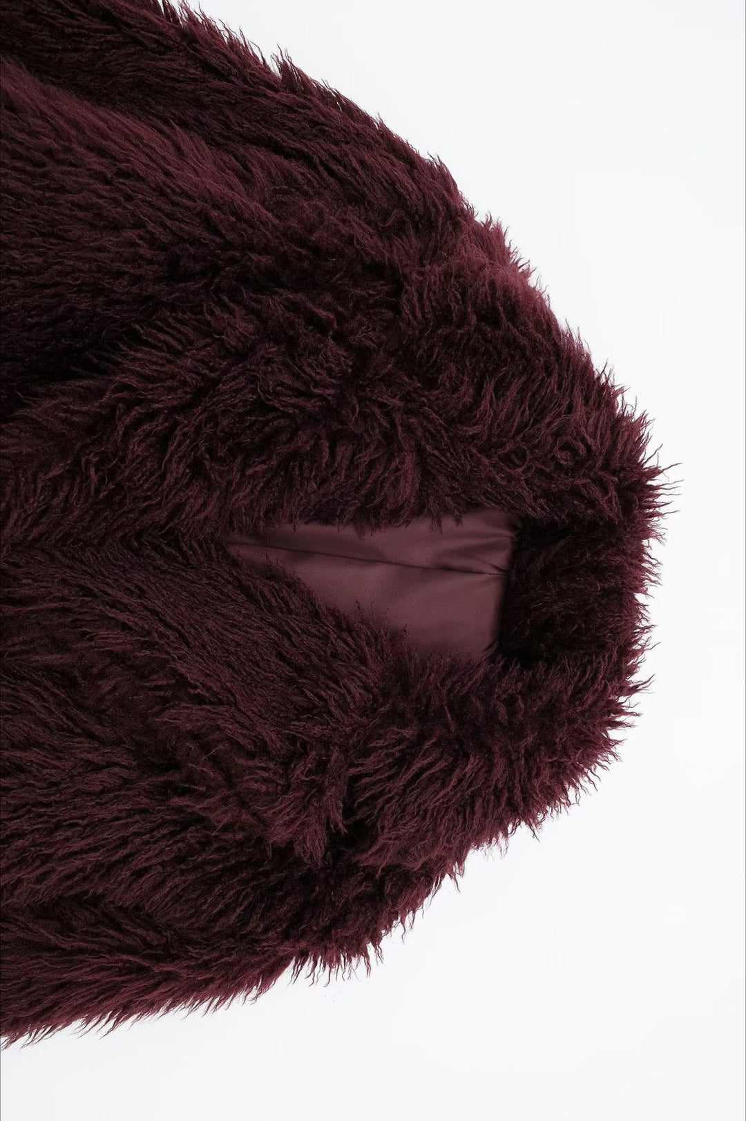 CALORA_ Pluche Bordeaux Shaggy Jas van imitatie Bont
