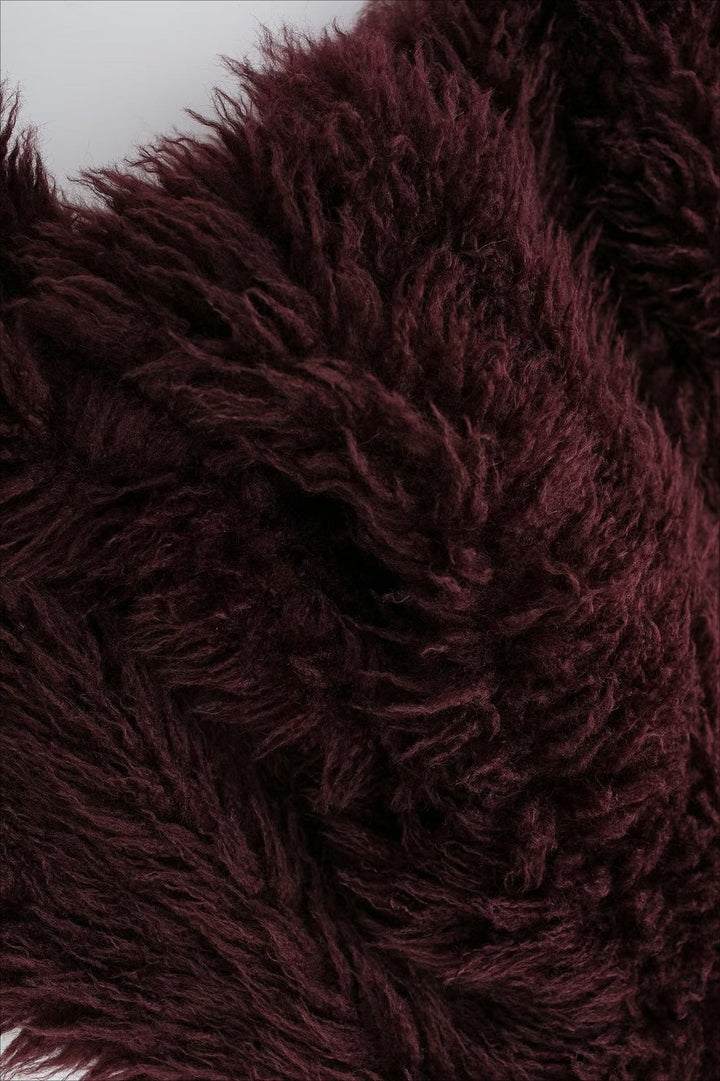 CALORA_ Pluche Bordeaux Shaggy Jas van imitatie Bont