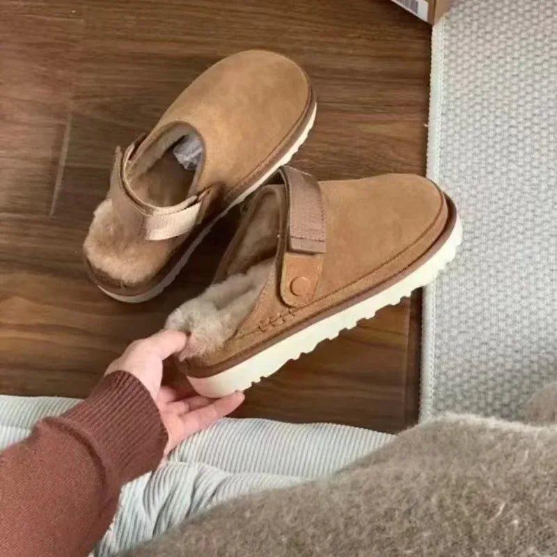 CALORA_ Pluche Winter Dames Sloffen Met Antislip Zool Binnen