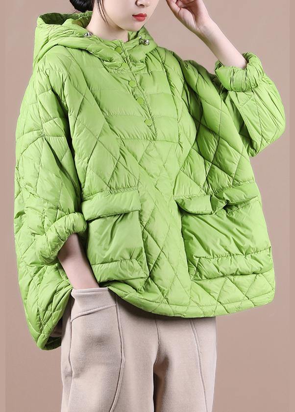 Plus-maat Winterjas met capuchon - korte kleurrijke puffer-Zomer Jassen-Calora-Groen-S-Calora