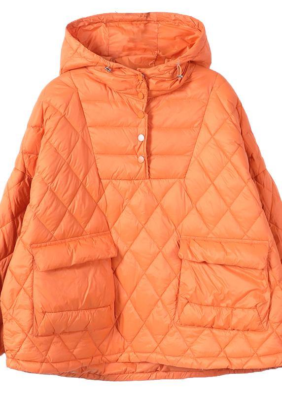 Plus-maat Winterjas met capuchon - korte kleurrijke puffer-Zomer Jassen-Calora-Oranje-S-Calora