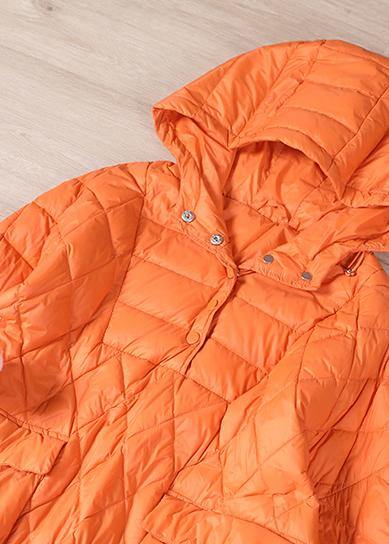 Plus-maat Winterjas met capuchon - korte kleurrijke puffer-Zomer Jassen-Calora-Oranje-S-Calora