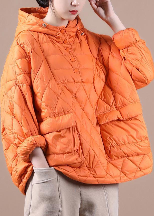 Plus-maat Winterjas met capuchon - korte kleurrijke puffer-Zomer Jassen-Calora-Oranje-S-Calora