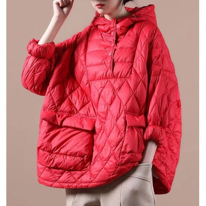 Plus-maat Winterjas met capuchon - korte kleurrijke puffer-Zomer Jassen-Calora-Oranje-S-Calora