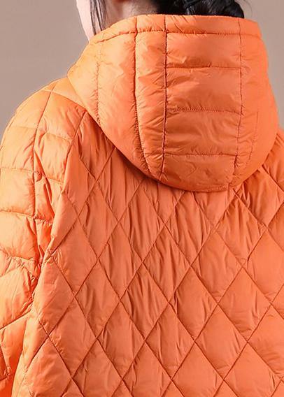 Plus-maat Winterjas met capuchon - korte kleurrijke puffer-Zomer Jassen-Calora-Oranje-S-Calora