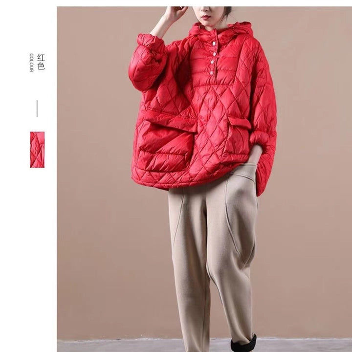 Plus-maat Winterjas met capuchon - korte kleurrijke puffer-Zomer Jassen-Calora-Oranje-S-Calora