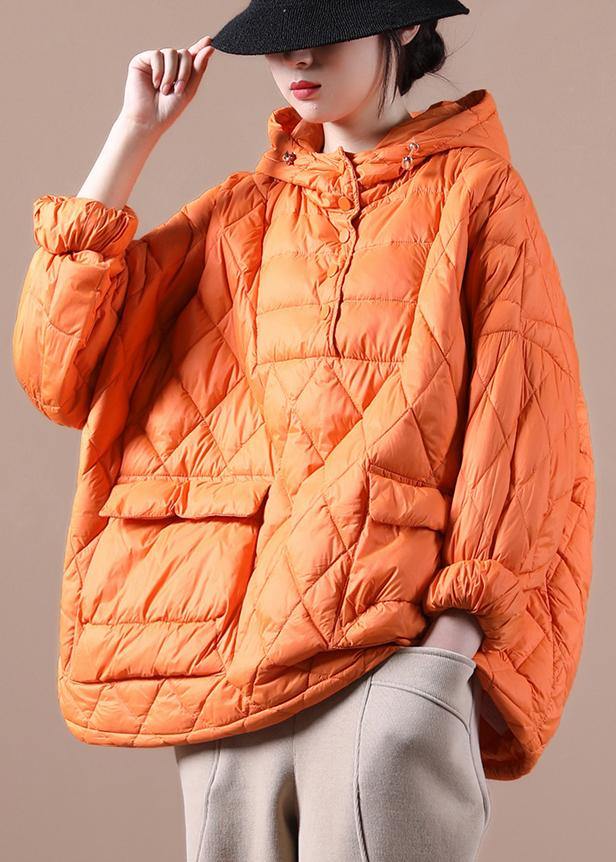 Plus-maat Winterjas met capuchon - korte kleurrijke puffer-Zomer Jassen-Calora-Oranje-S-Calora