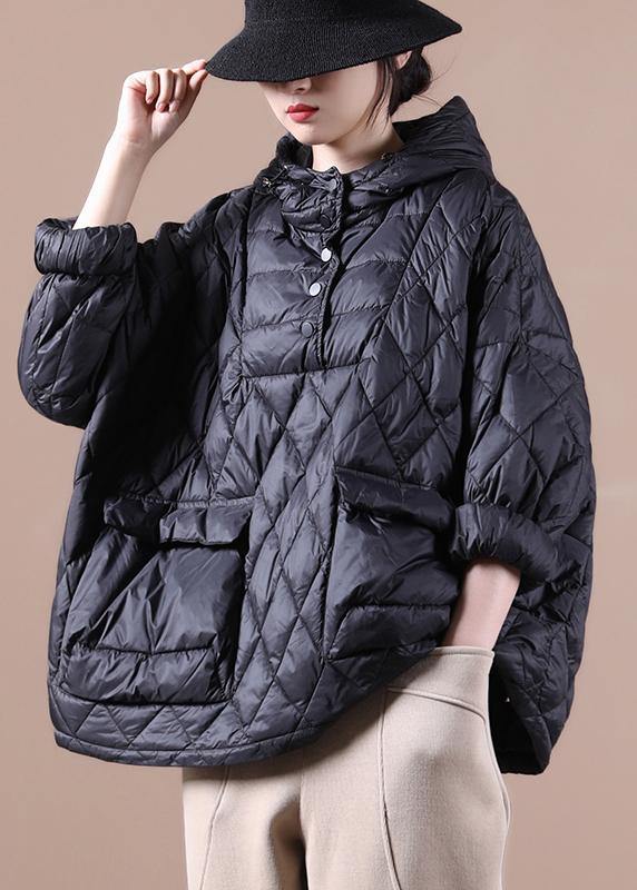 Plus-maat Winterjas met capuchon - korte kleurrijke puffer-Zomer Jassen-Calora-Zwart-S-Calora