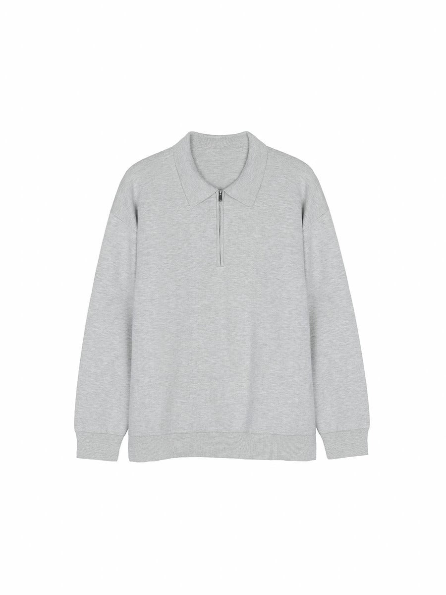 CALORA_ Polokraag Casual Trui met Halve Rits voor Heren