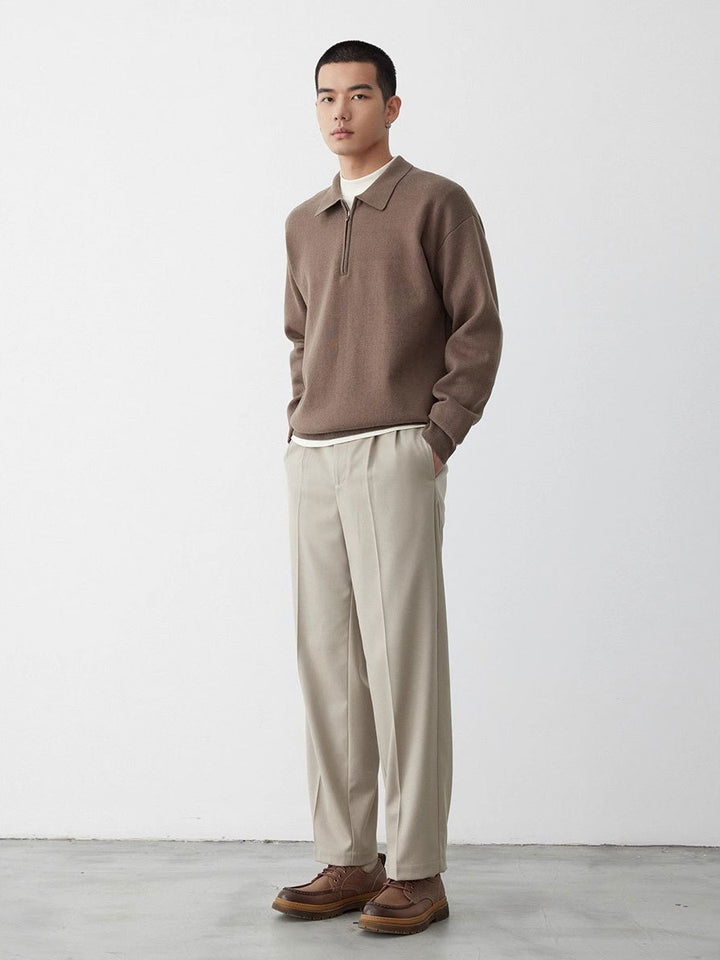 CALORA_ Polokraag Casual Trui met Halve Rits voor Heren