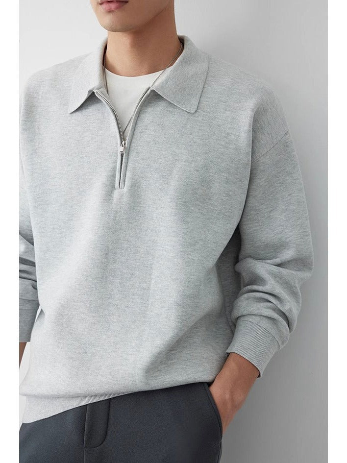CALORA_ Polokraag Casual Trui met Halve Rits voor Heren
