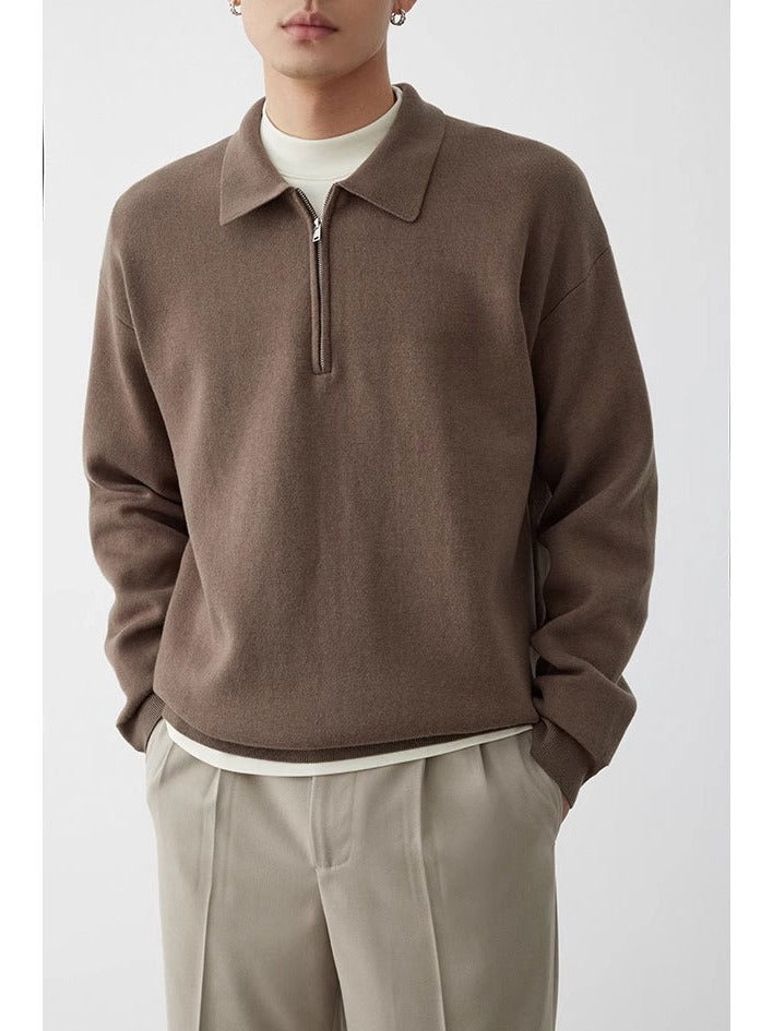 CALORA_ Polokraag Casual Trui met Halve Rits voor Heren