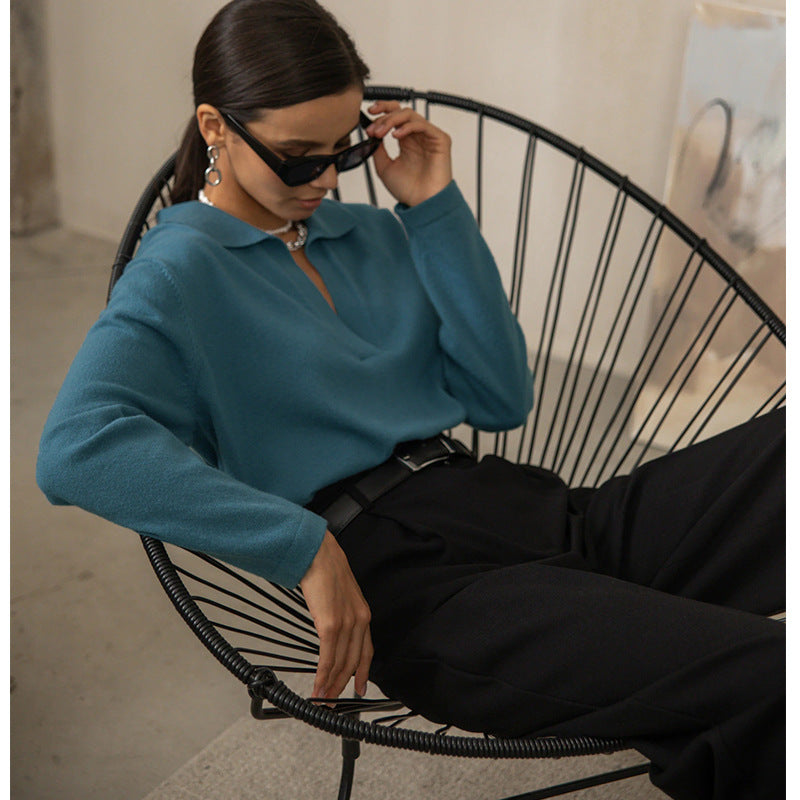 CALORA_ Polokraagtrui met Lange Mouwen van Viscose en Nylon