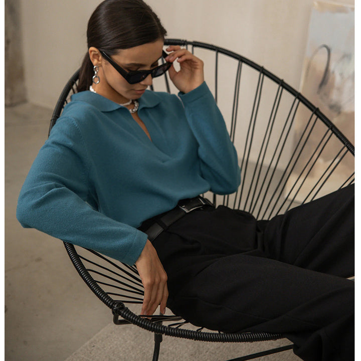 CALORA_ Polokraagtrui met Lange Mouwen van Viscose en Nylon