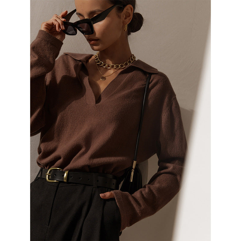 CALORA_ Polokraagtrui met Lange Mouwen van Viscose en Nylon