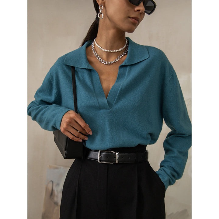 CALORA_ Polokraagtrui met Lange Mouwen van Viscose en Nylon