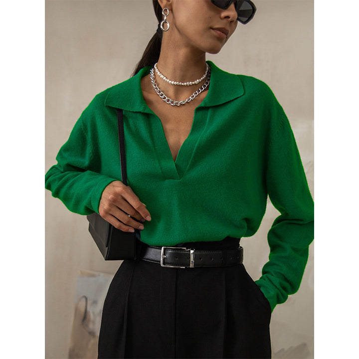 CALORA_ Polokraagtrui met Lange Mouwen van Viscose en Nylon