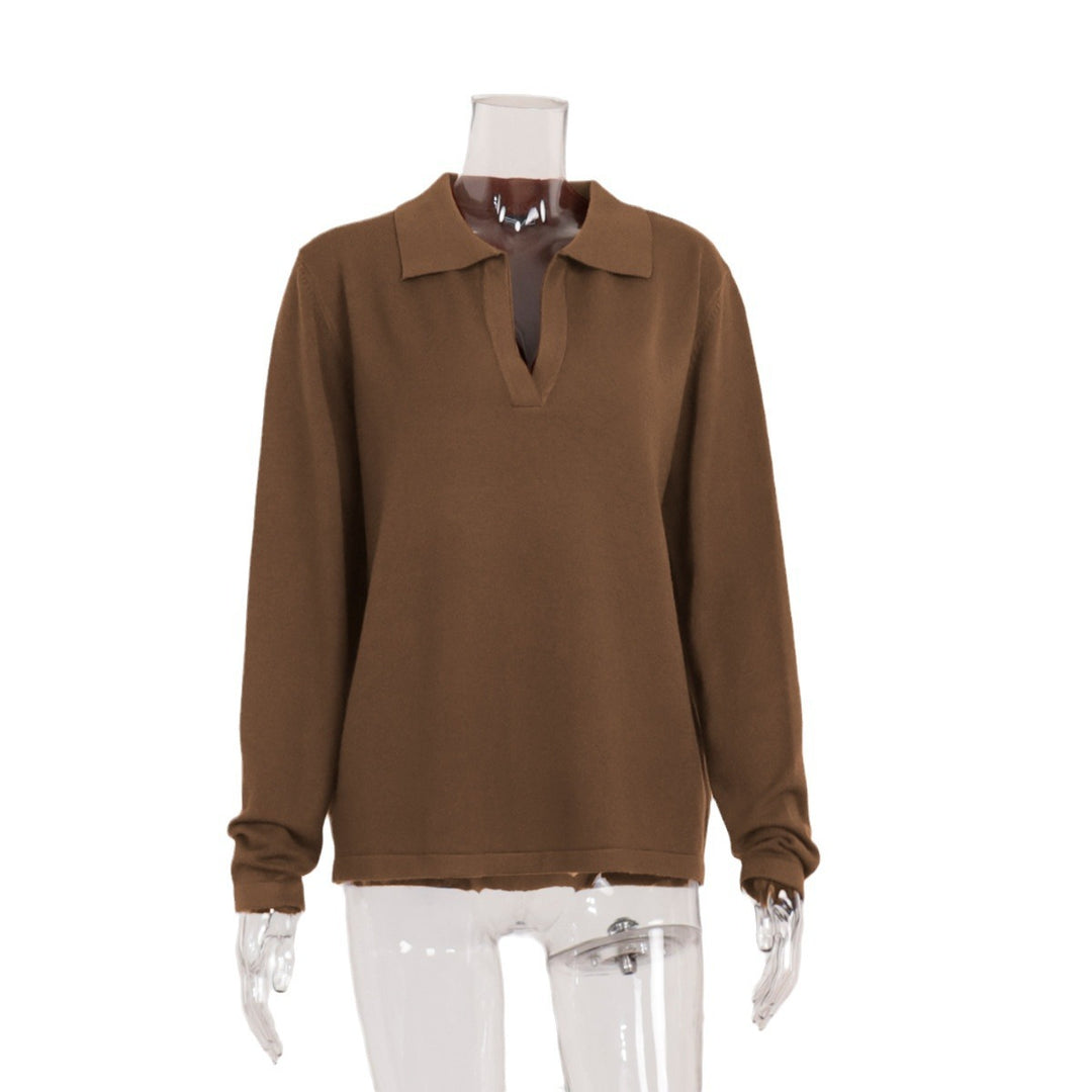 CALORA_ Polokraagtrui met Lange Mouwen van Viscose en Nylon